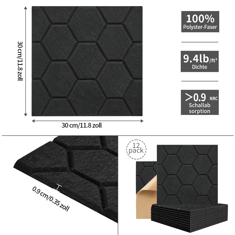 GLIESE Akustikplatte Akustikplatten selbstklebend Schwarz für günstig online kaufen