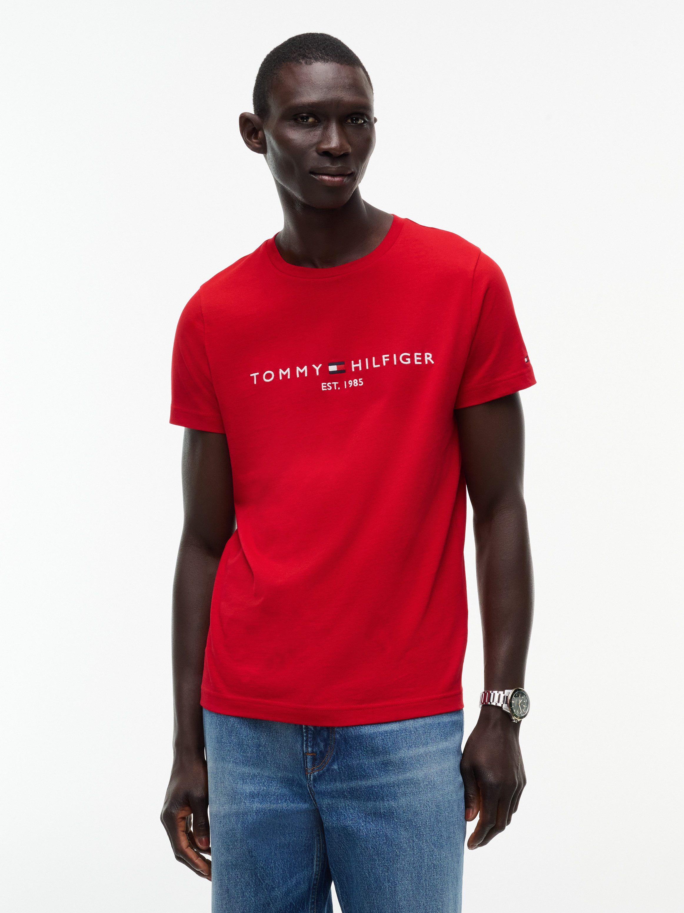 Tommy Hilfiger T-Shirt TOMMY LOGO aus reiner Baumwolle. Reduzierter Preis € 35,95. Unverbindliche Preisempfehlung € 49,90