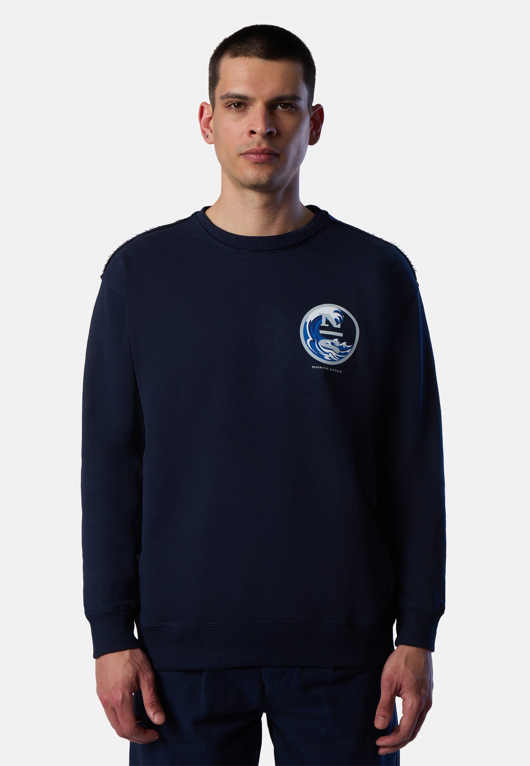 North Sails mit BLUE Fleecepullover Sweatshirt Grafik-Print