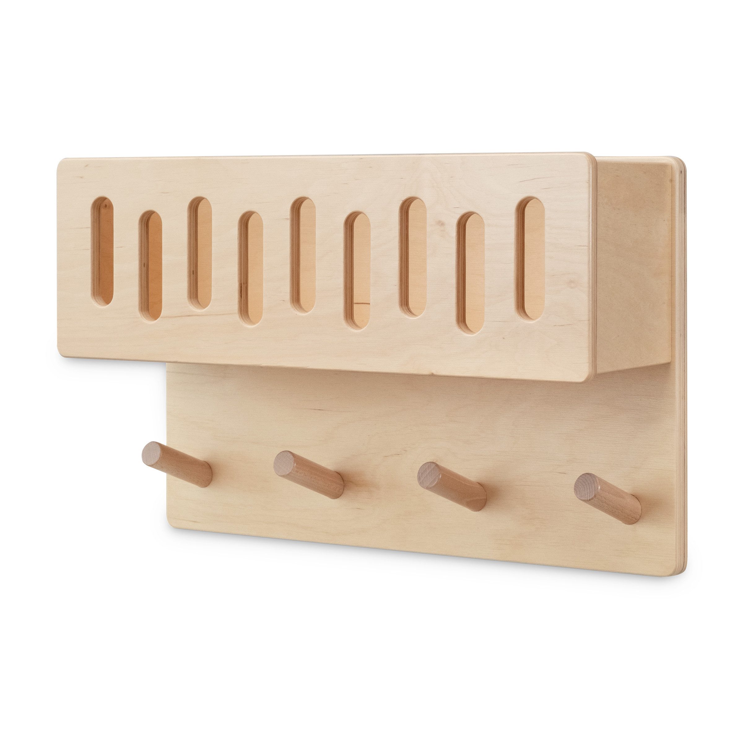 Ehrenkind Wandgarderobe für Kinder, Kindergarderobe (Garderobe Kinder, Garderobe für Kinderzimmer, Kinder Garderobe), aus massivem und nachhaltigem Holz - nach Montessori