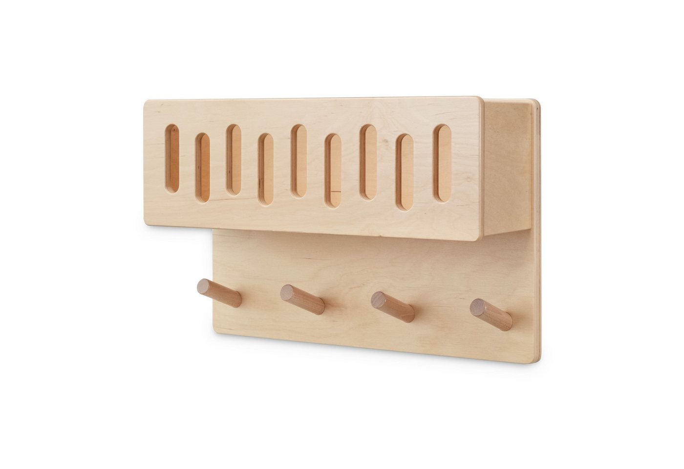 Ehrenkind Wandgarderobe für Kinder, Kindergarderobe (Garderobe Kinder, Garderobe für Kinderzimmer, Kinder Garderobe), aus massivem und nachhaltigem Holz - nach Montessori