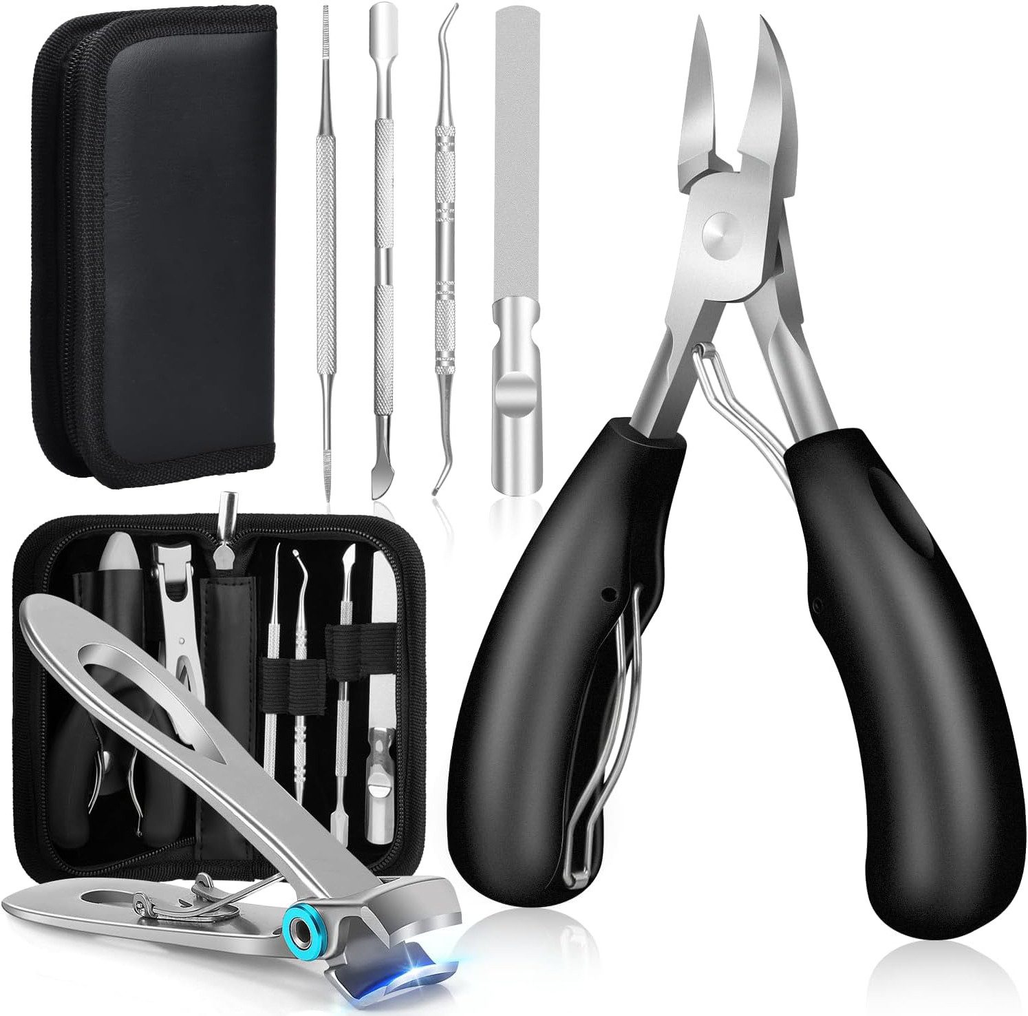 Rhein Beleuchtung Nagelknipser-Set 7-in-1 Profi-Fußnagelknipser-Set, nagelschere, pediküre set, 7-tlg., Geeignet für ältere Menschen, Arthritis-Patienten, allgemeine Benutzer, Perfekte Lösung für das Trimmen der Nägel, robust und langlebig