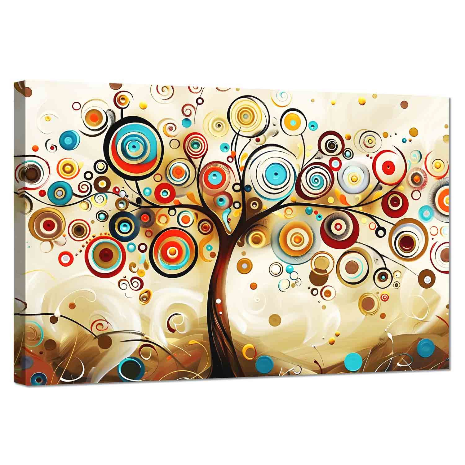 Leinwando Leinwandbild Wandbild Abstrakter Kreis Baum Modern Wohnzimmer Kunstdruck