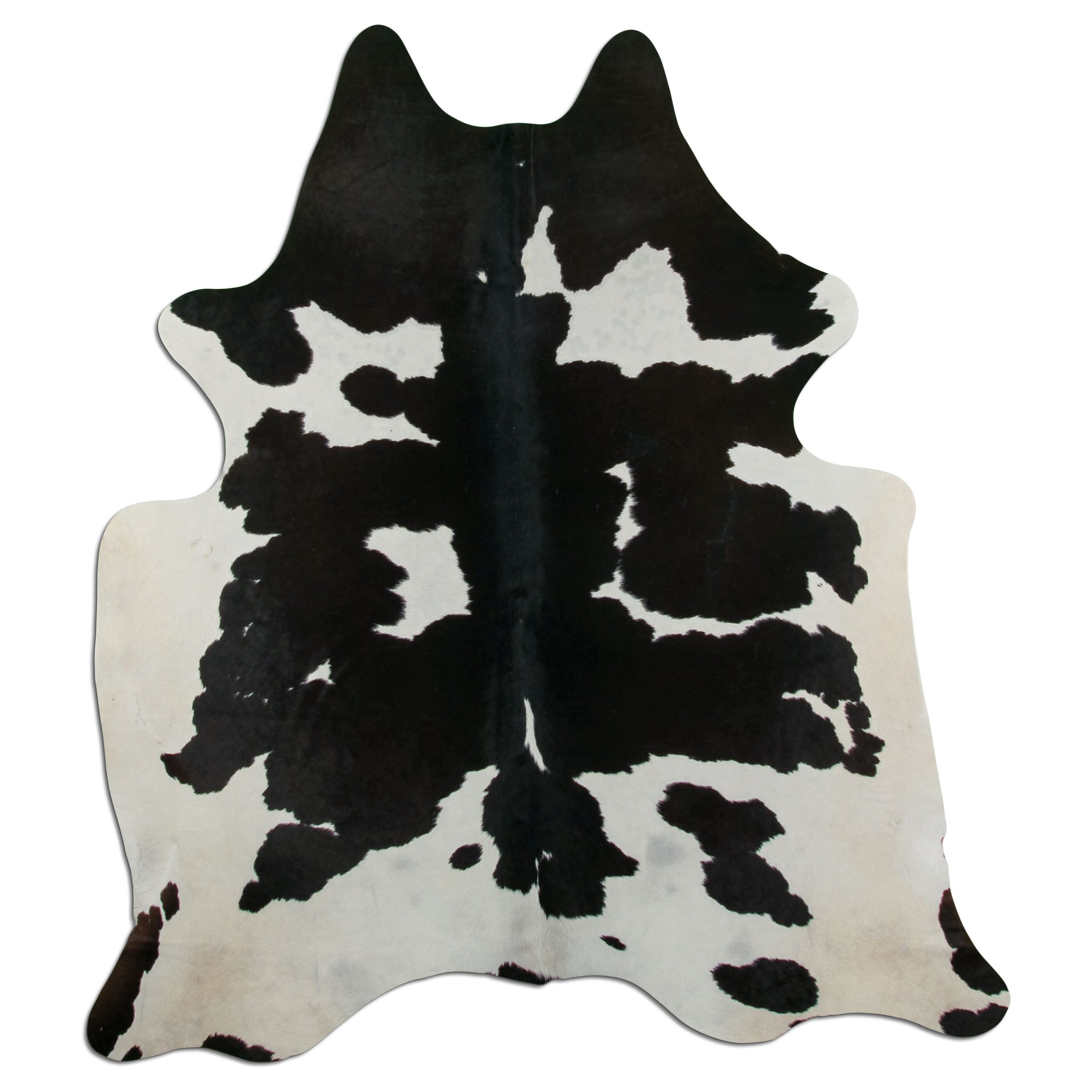 Livorio Fellteppich L175 x B200 cm - schwarz weiß, Kuhfell, Premium Kuhfell Teppich, Rinderfell, Echtfell, black and white