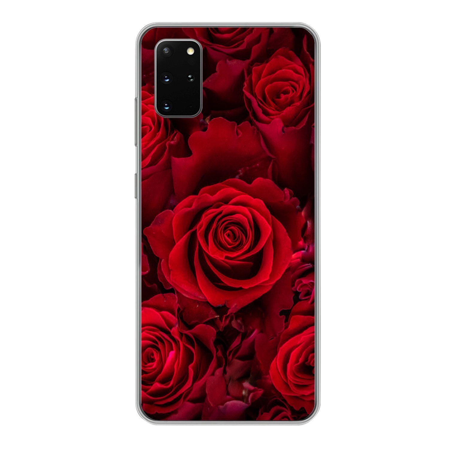 MuchoWow Handyhülle für Samsung Galaxy S20 Plus Blumen - Rosen - Rot, Phone Case, Silikon, Schutzhülle Dünn