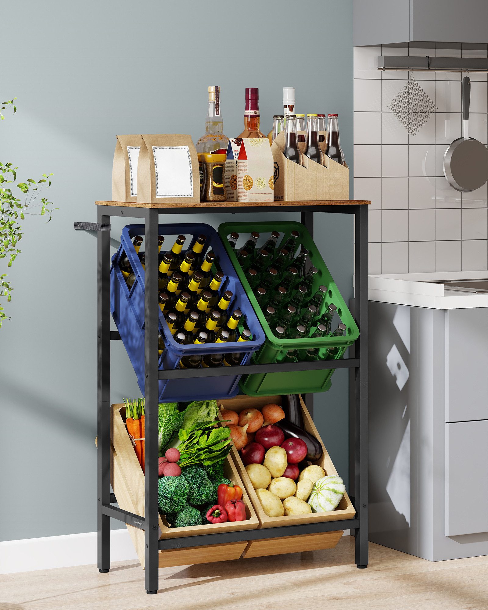 SONGMICS Flaschenregal Getränkekistenregal Aufbewahrungsregal Getränkeregal günstig online kaufen