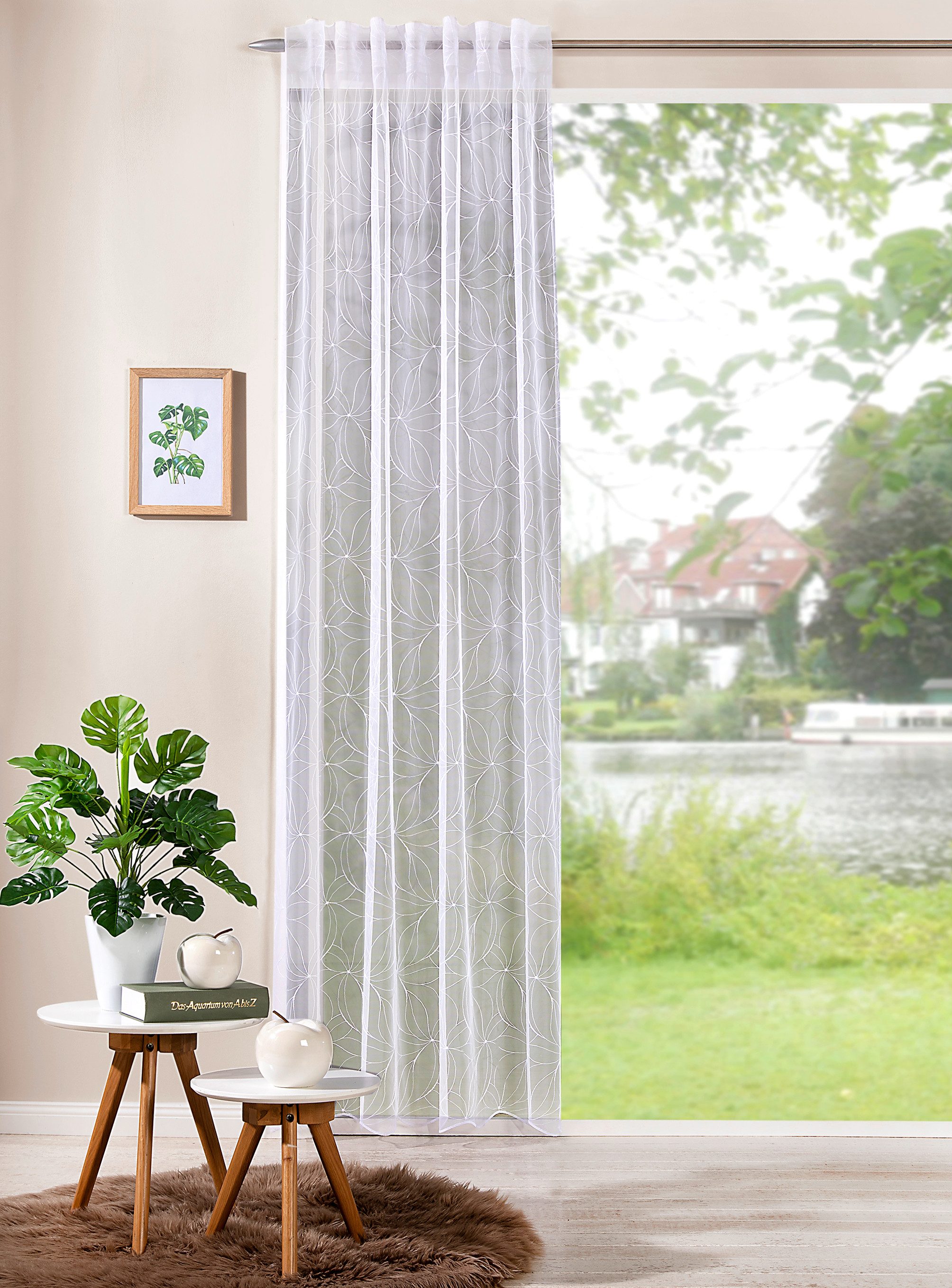 Verdi Vorhang Schal mit verdeckten Schlaufen Yllka 135 x 245 cm (1 St), Multifunktionsband, halbtransparent