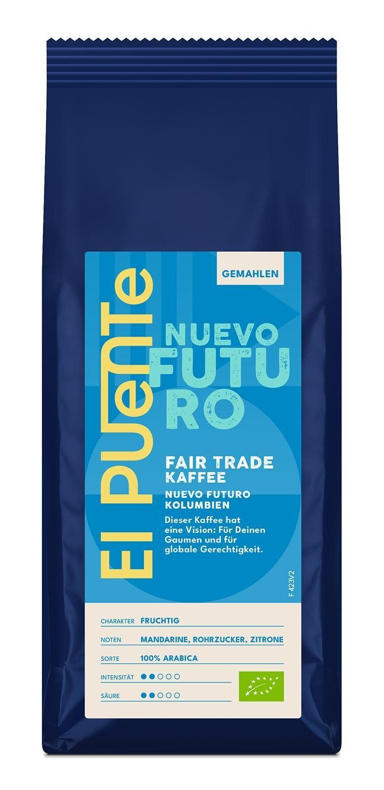 El Puente Kaffee Nuevo Futuro - Bio-Kaffee gemahlen 250 g, Fair Trade, Vegan, Bio, Handmade