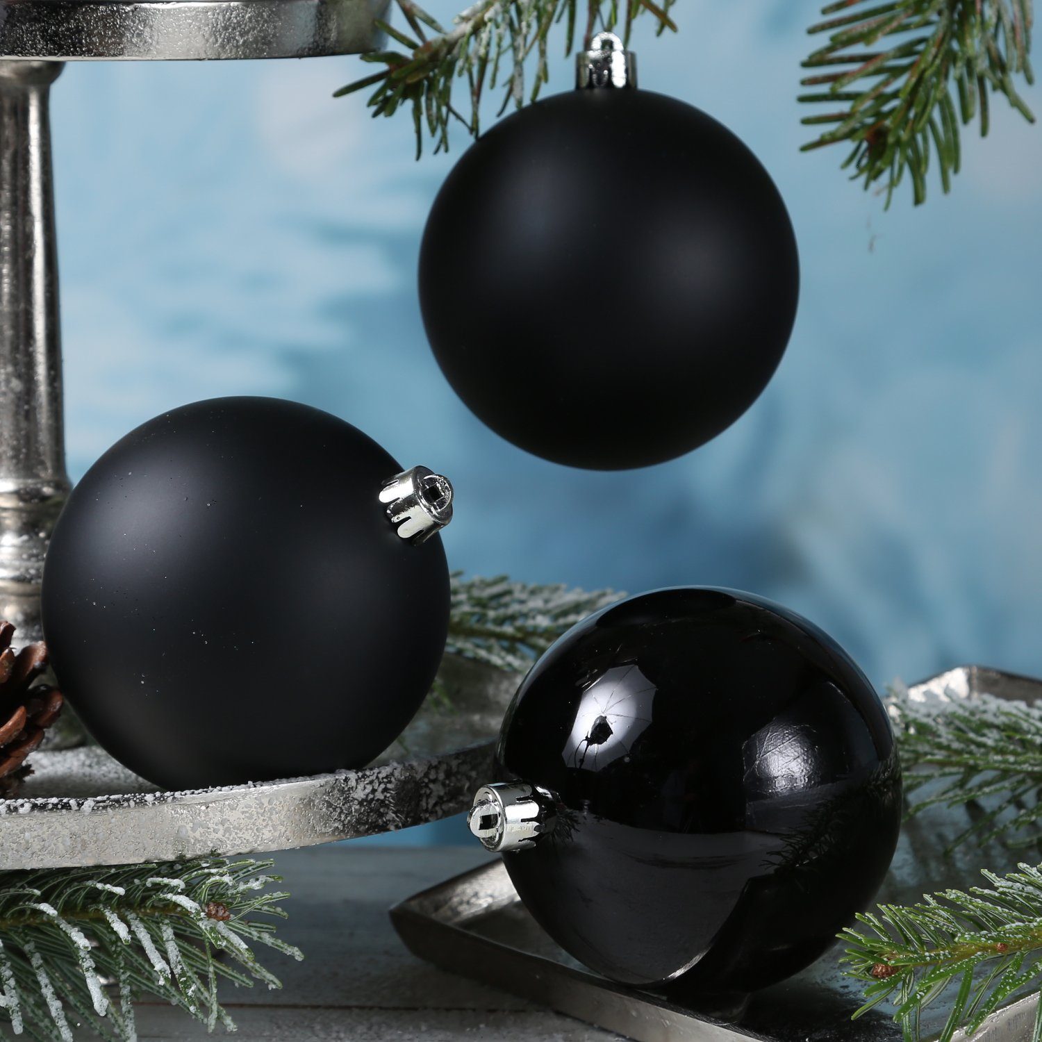 MARELIDA Weihnachtsbaumkugel Christbaumkugel Weihnachtskugel bruchfest D: schwarz 10cm (4 St) 4er Set