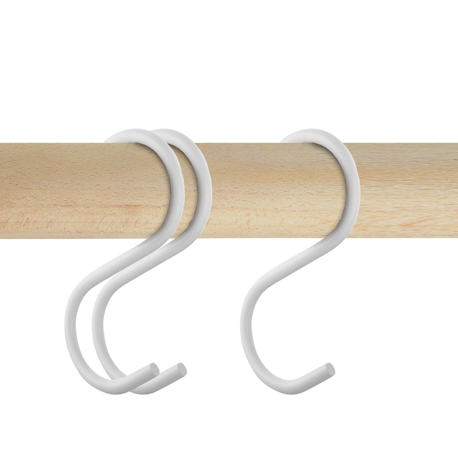 SO-TECH® S-Haken für Rundstäbe bis Ø 30 mm für Garderoben, Küchenreling uvm., (Spar-Set, 3-St), Weiß Satin pulverbeschichtet