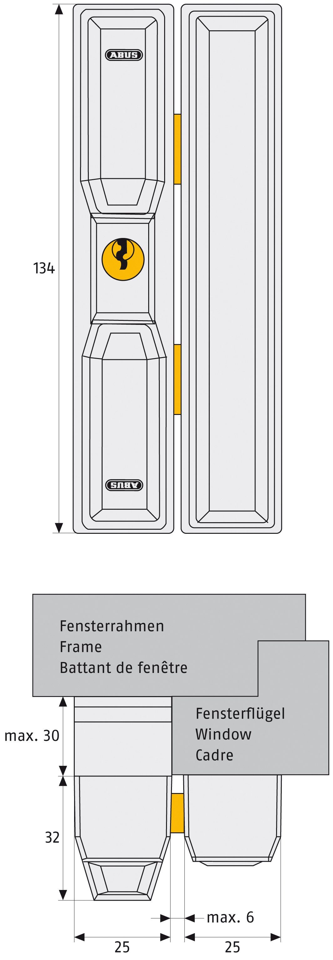 Image of ABUS Fensterzusatzschloss »FTS88 W AL0125«, Bedienung mit Schlüssel