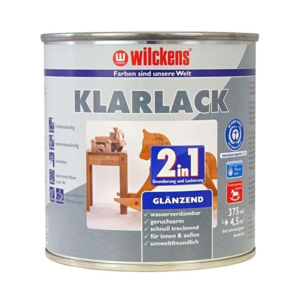 Wilckens Farben Klarlack Lack 2in1 glänzend 375 ml Grundierung und Lackierung