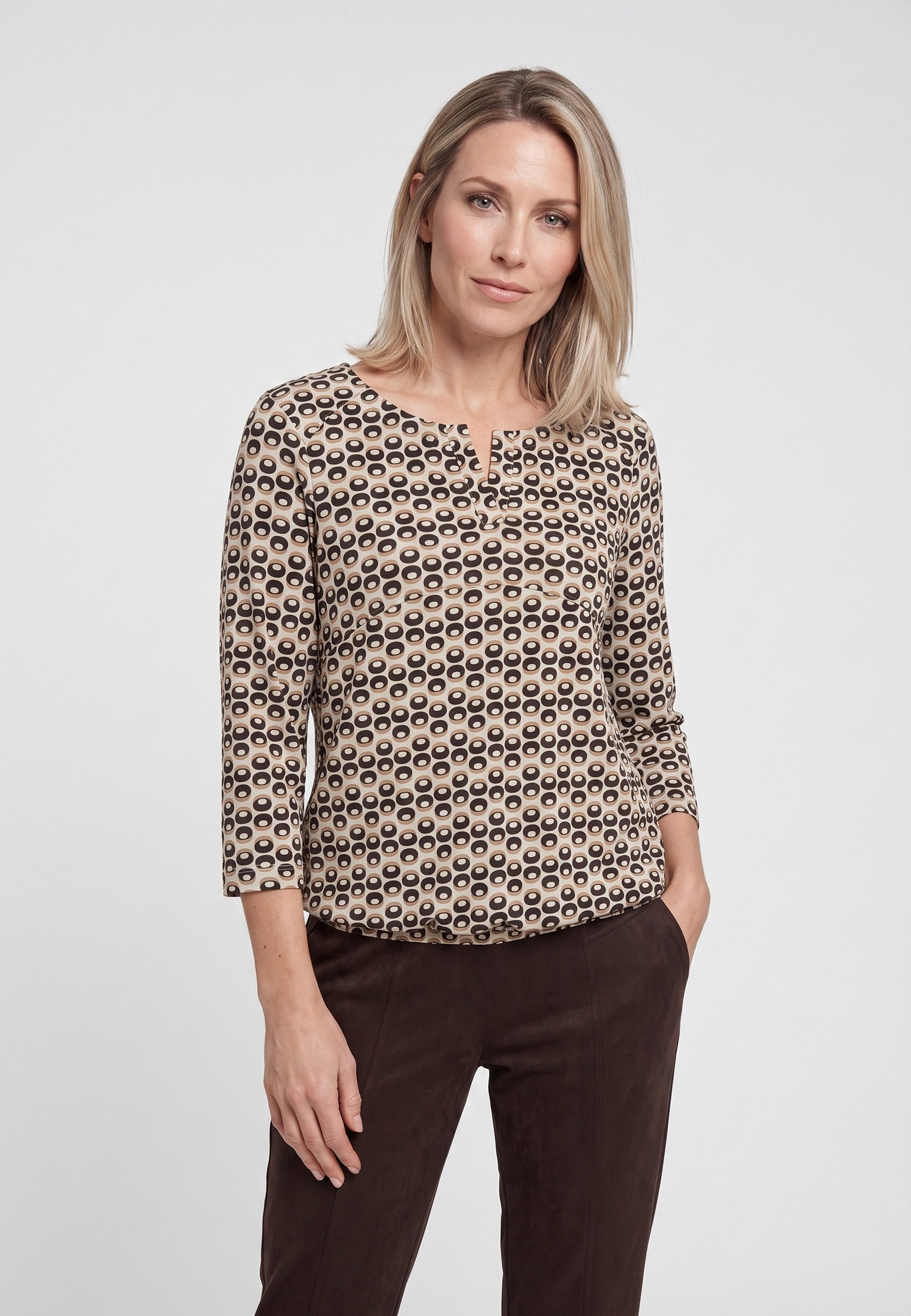 Olsen Tunikashirt mit Allover-Dessin und Tunikaausschnitt