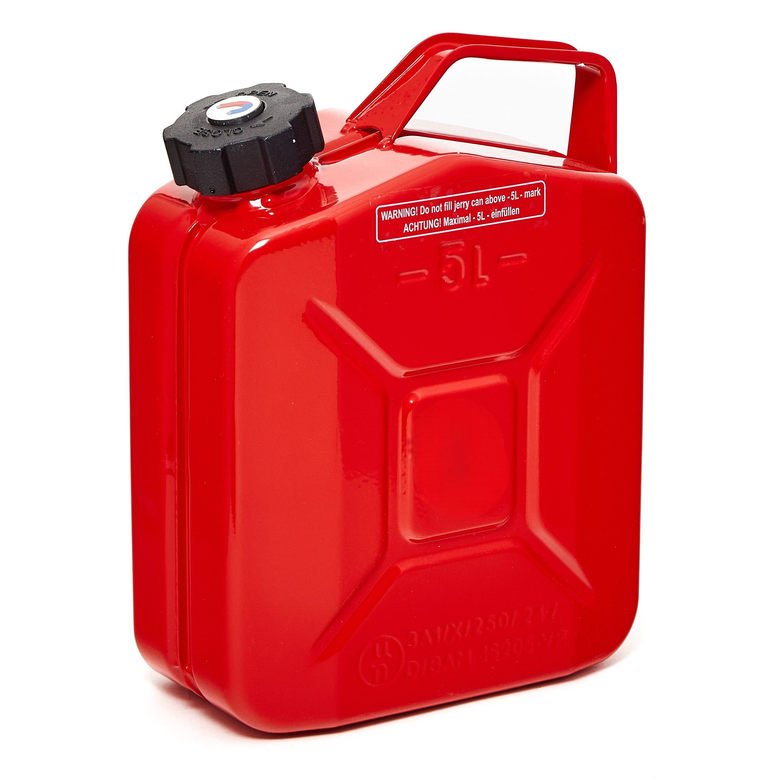 BW Каністра бензину Metall Kanister mit Schraubverschluss 5 Liter - Rot - RAL 3000 (5L,10L und 20L, mit Ausgießer), TÜV-geprüft und UN-Zulassung - Made in Europe