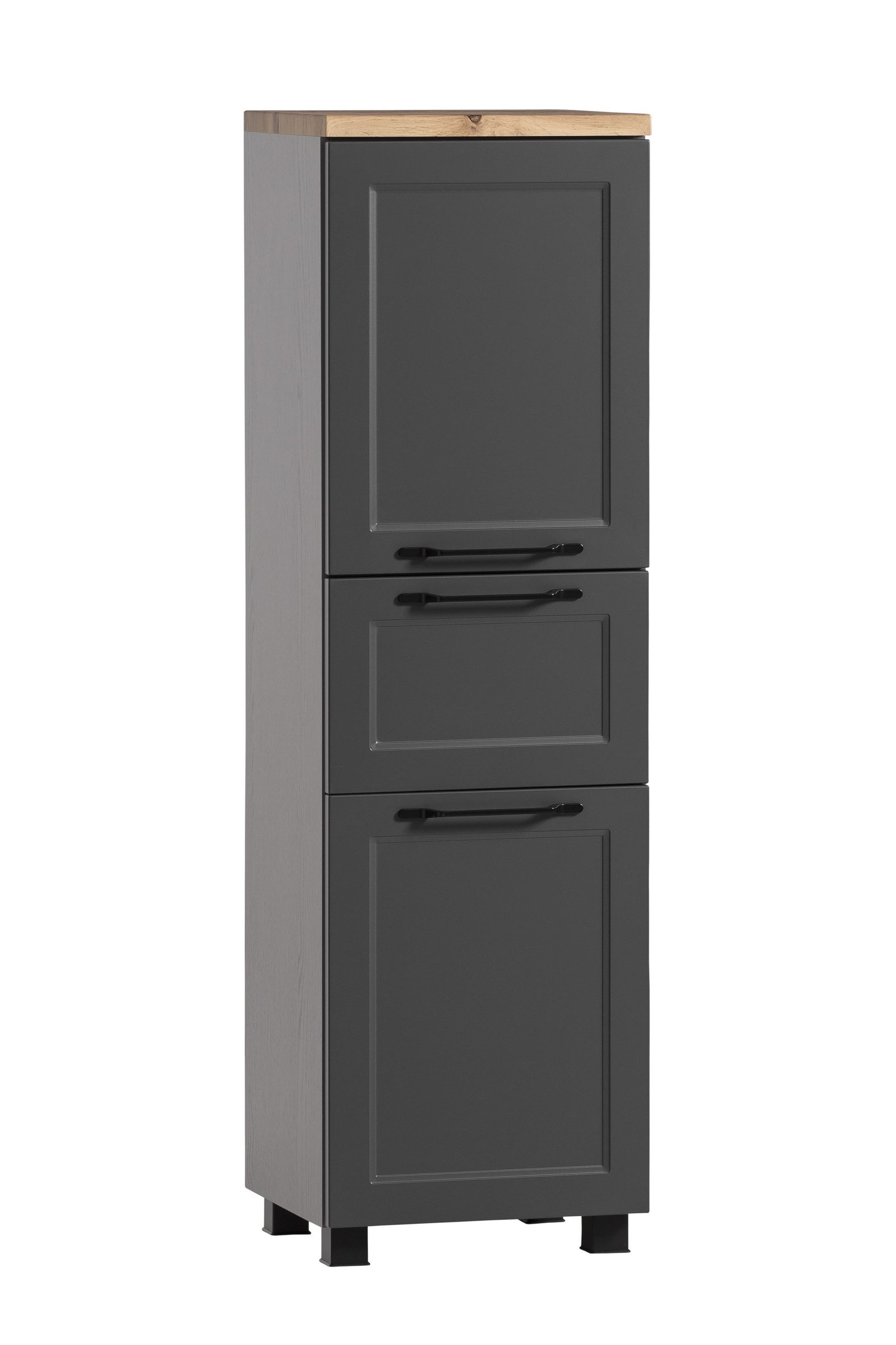 HELD MÖBEL Midischrank in grau, Wotaneiche, MDF - 40x130x35cm (BxHxT)