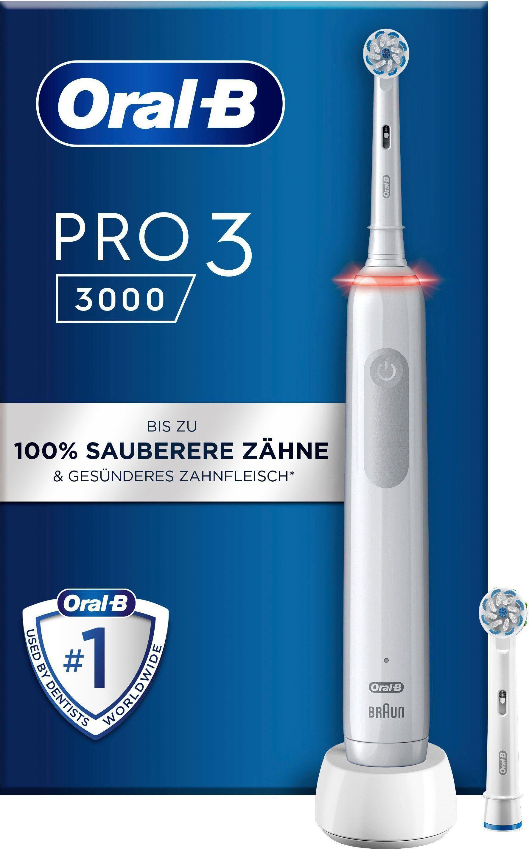 Oral-B Elektrische Zahnbürste 3 3000, Aufsteckbürsten: 2 St., 3 Putzmodi