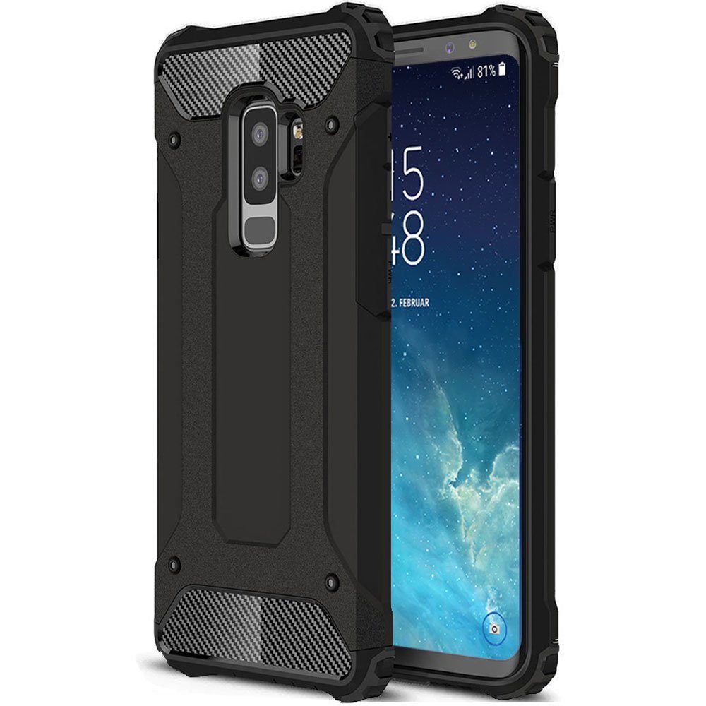 FITSU Handyhülle Outdoor Hülle für Samsung Galaxy A6 Schwarz, Robuste Handyhülle Outdoor Case stabile Schutzhülle mit Eckenschutz