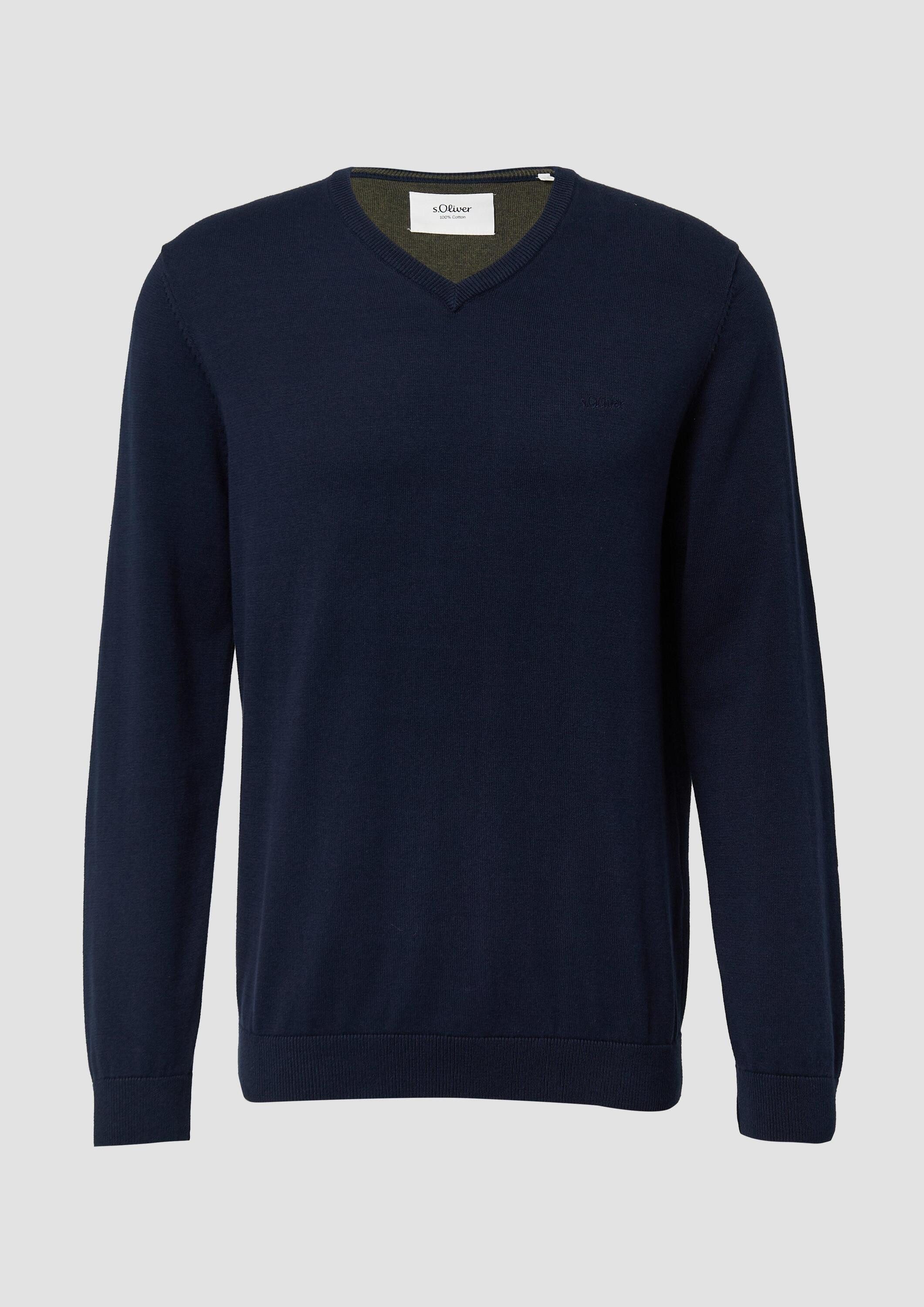 s.Oliver Longpullover Strickpullover Strickpullover mit Logo-Stickerei