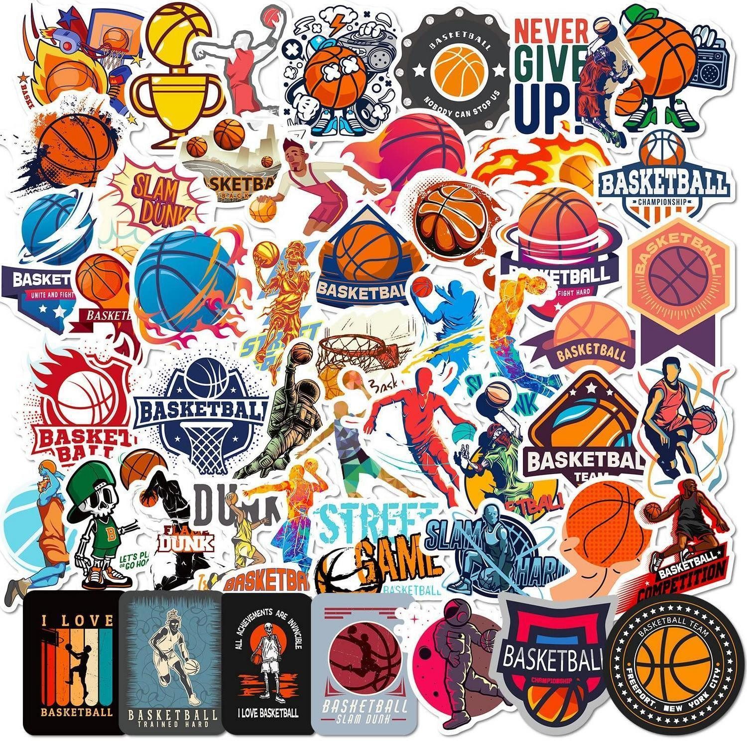 LuxusKollektion Aufkleber Aufkleber Basketball Set 50 Stück wasserdicht niedlich