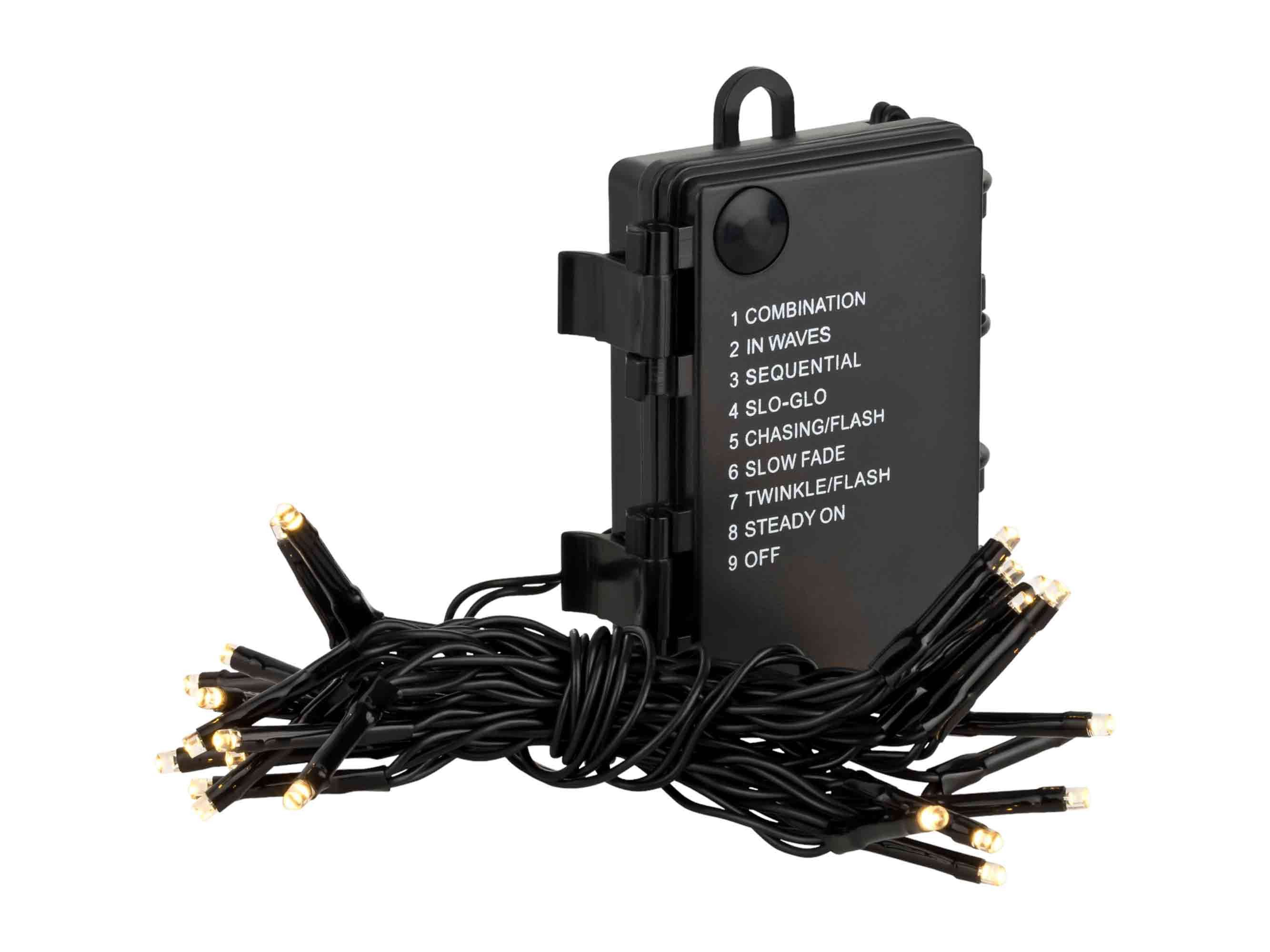 Linder Exclusiv GmbH LED-Lichterkette, Batterie für Außen 1,7m 8 Funktionen Timer schwarz