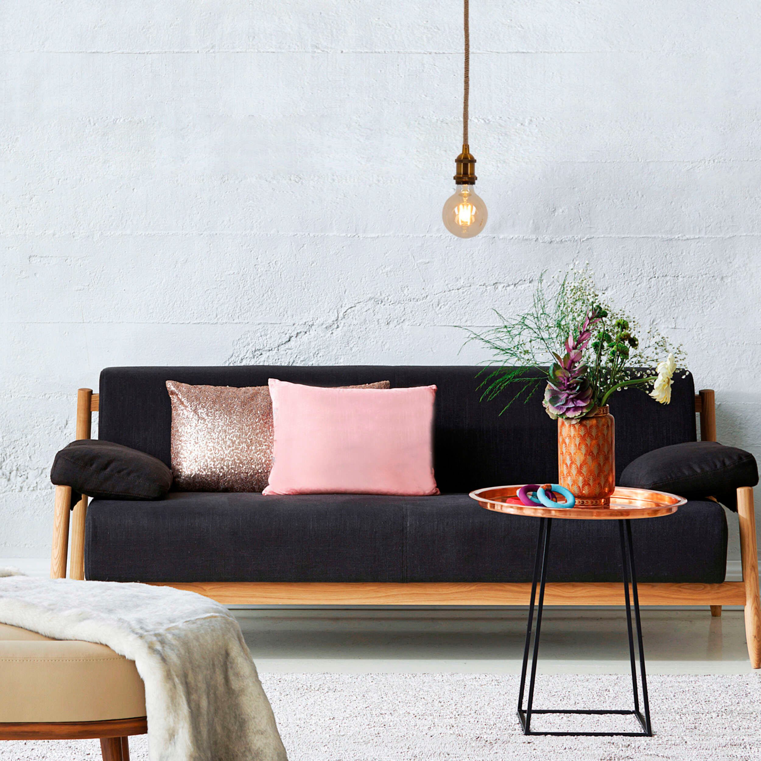 näve Hängeleuchte Ontario, ohne Leuchtmittel, Metallbaldachin altmessing, mit Hanfseil, exkl. 1x E27, Höhe 96cm