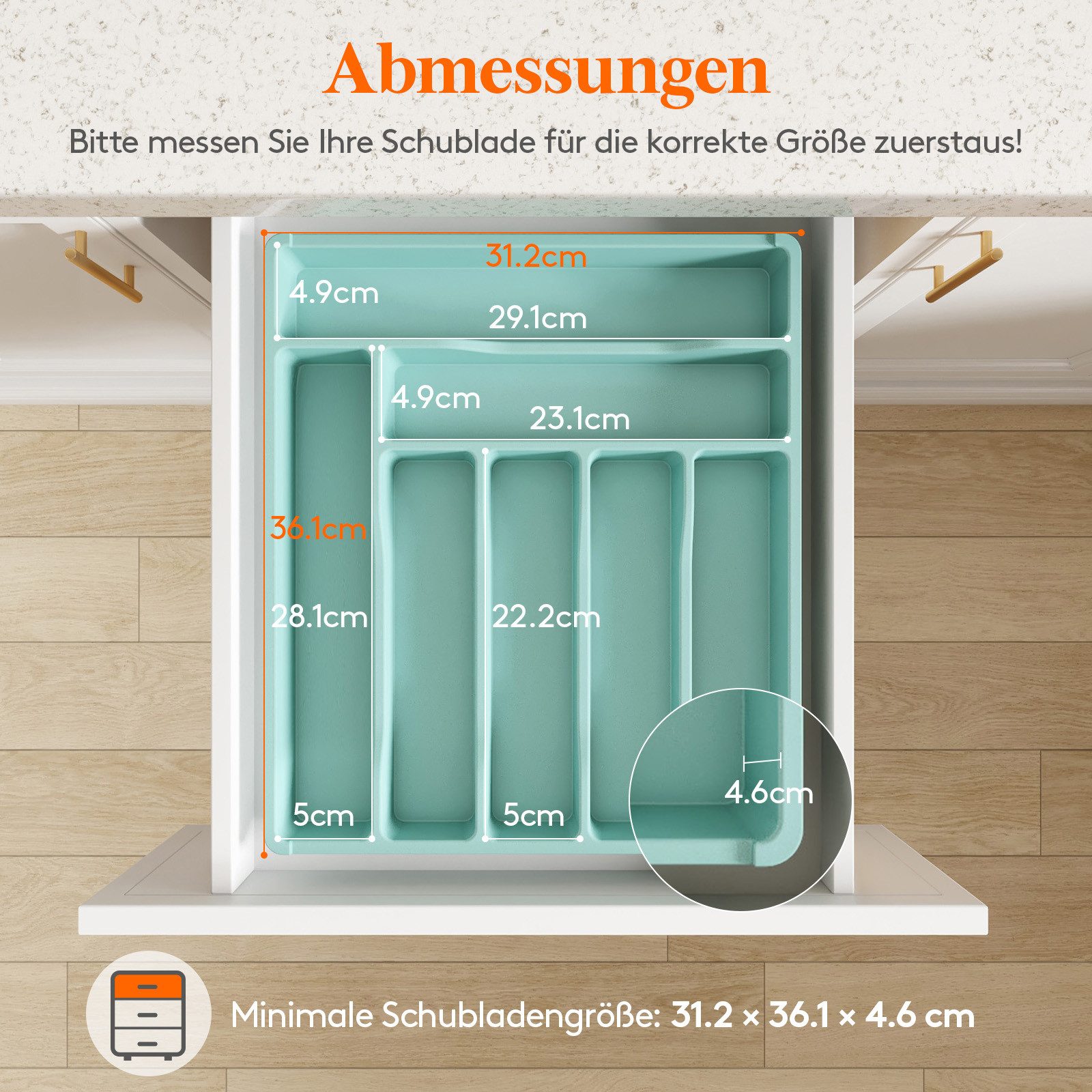 Lifewit Besteckeinsatz Schublade Organizer Küche, 7 günstig online kaufen