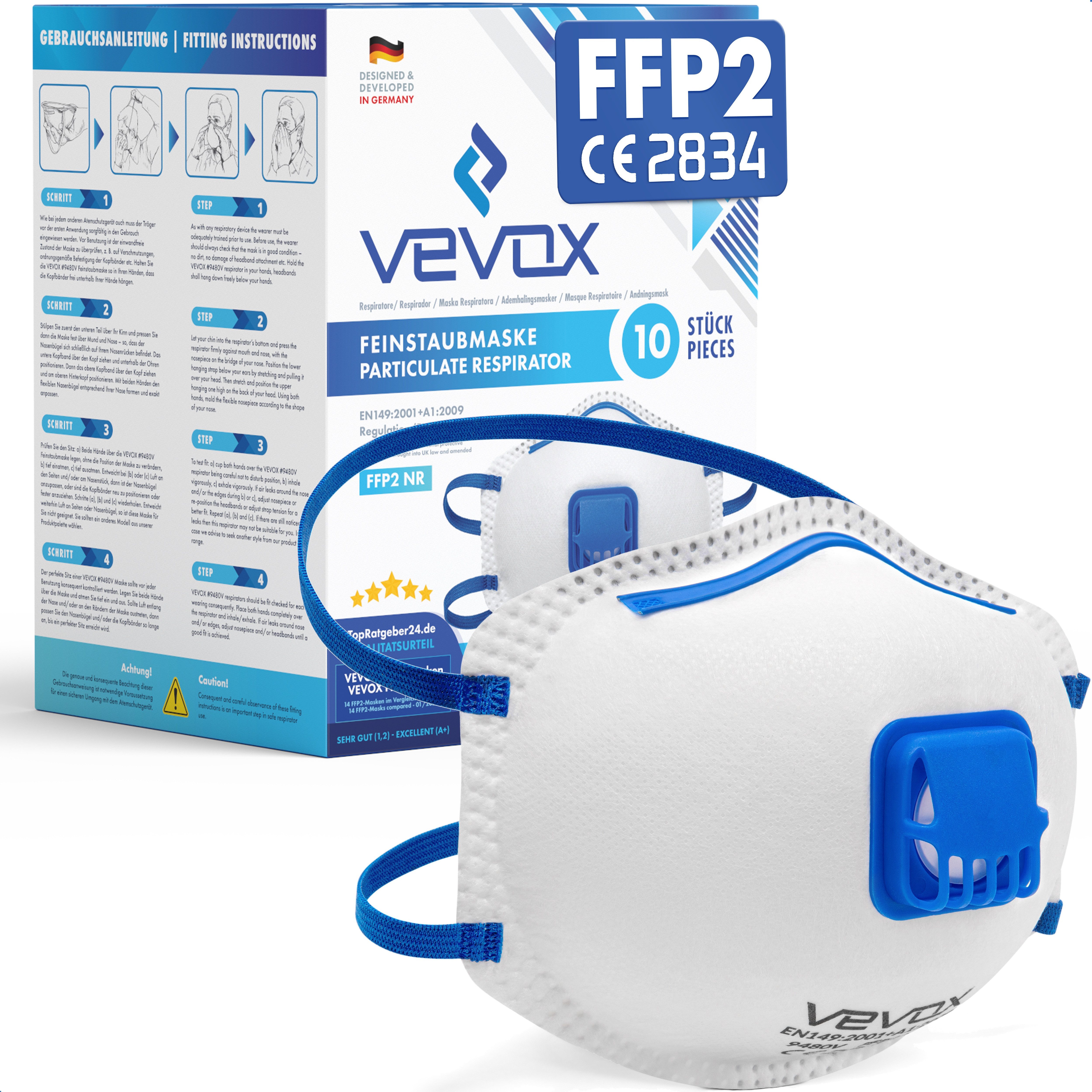 Filtrierende Halbmasken FFP2 mit Ventil – 5er, 10er oder 20er Set – Staubmaske – Atemschutzmaske