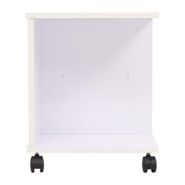 furnicato Bücherregal Beistelltisch mit Rollen 50×35×42 cm Weiß