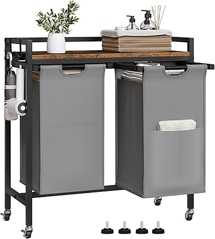 EUGAD Wäschekorb (1 St), Wäschesammler, mit Rollen, Ablage, Haken, ausziehb günstig online kaufen