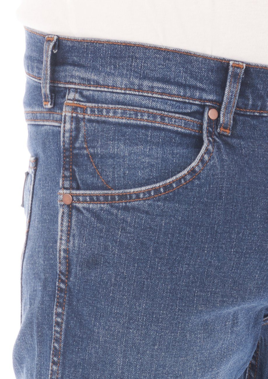 Hose Regular Greensboro Herren Stretch Wrangler mit Basement Straight-Jeans Blue Fit Denim Jeanshose (WSS3HN32C)