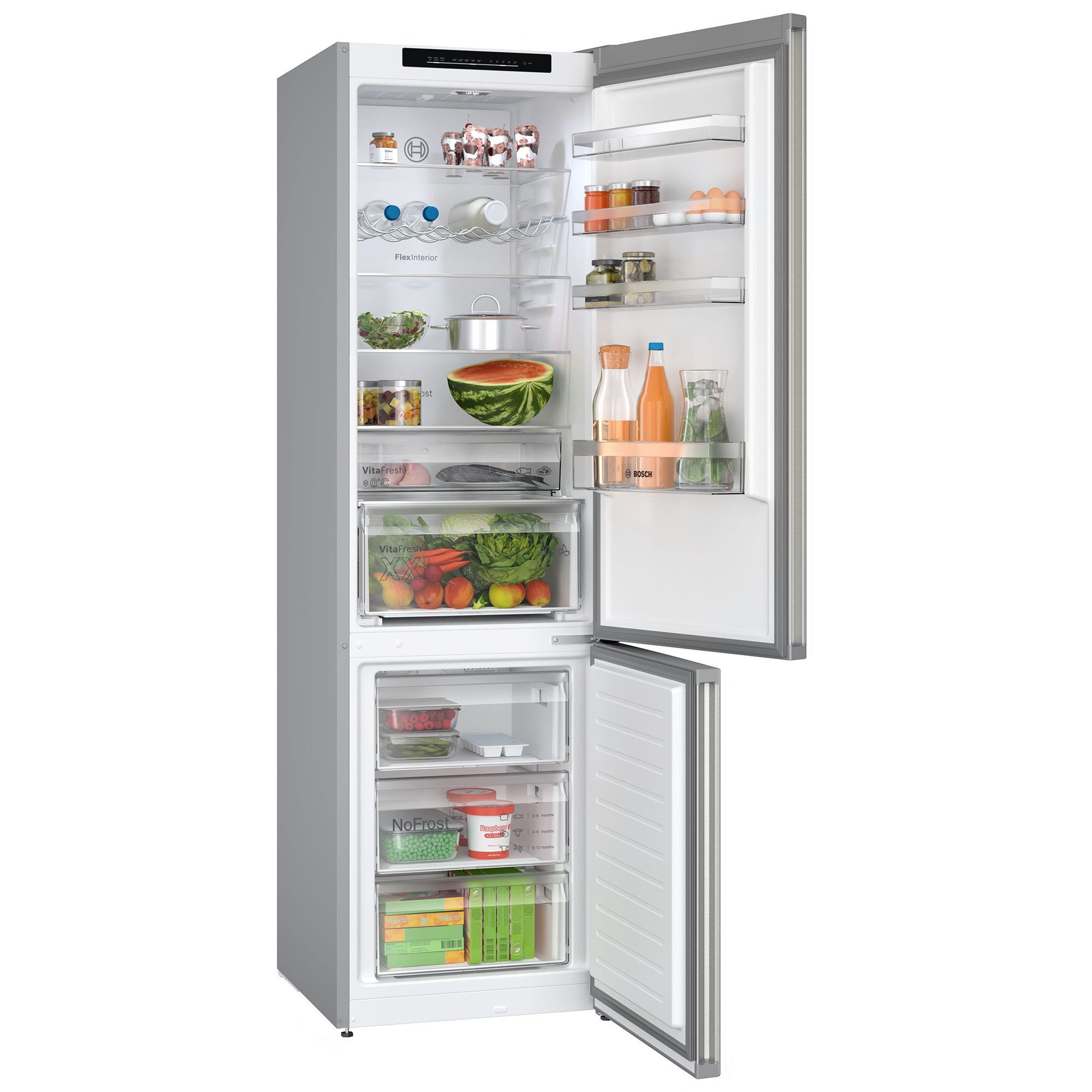 BOSCH Kühl-/Gefrierkombination KGN392IBF, 203 cm hoch, 60 cm breit, VitaFresh XXL <0 °C, Multi Airflow, Total No Frost