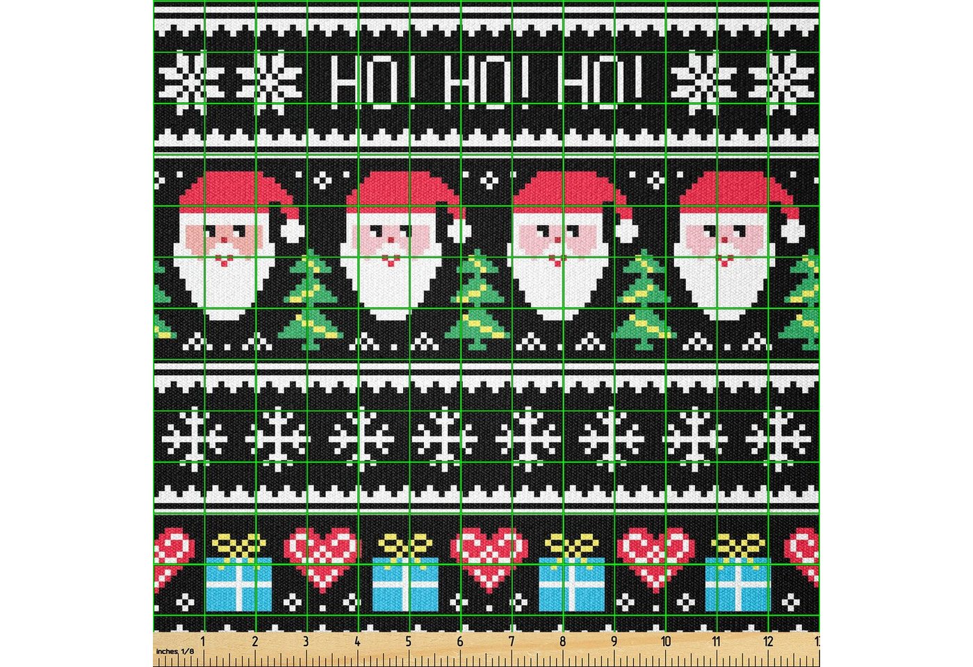 Thumbnail - Abakuhaus Stoff ausdehnbar mit Elestan für Heimwerkarbeiten und Näharbeiten, Weihnachten Nordic Retro Borders