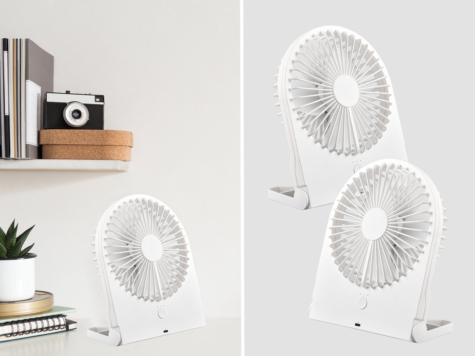 Setpoint Tischventilator, Windmaschine Zimmer-Ventilator Weiß Raum-Lüfter SET Winderzeuger Design 2er