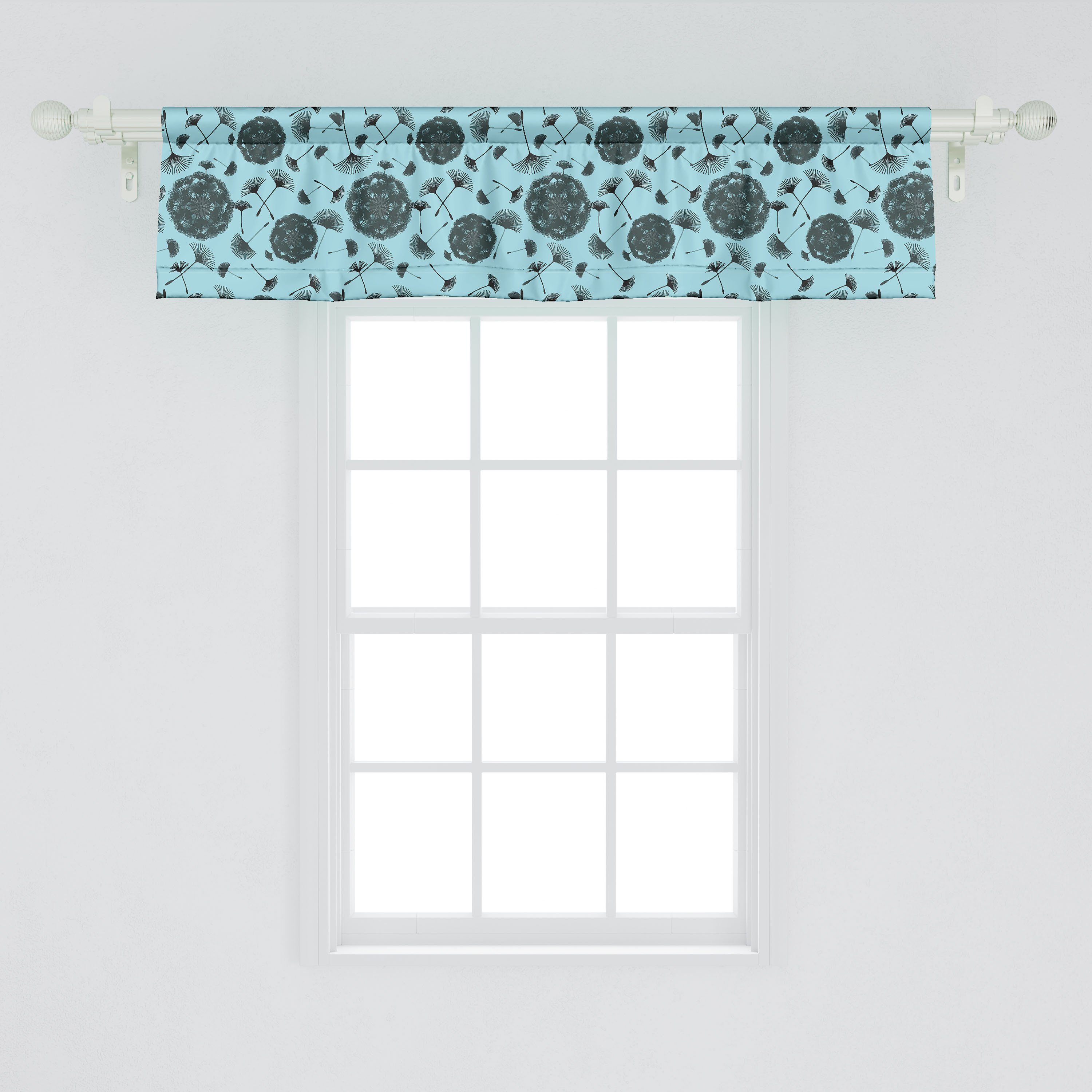 Scheibengardine Vorhang Volant mit für Schlafzimmer Löwenzahn Küche Microfaser, Dekor Abakuhaus, Garten-Kunst Samen Schwimmdock Stangentasche