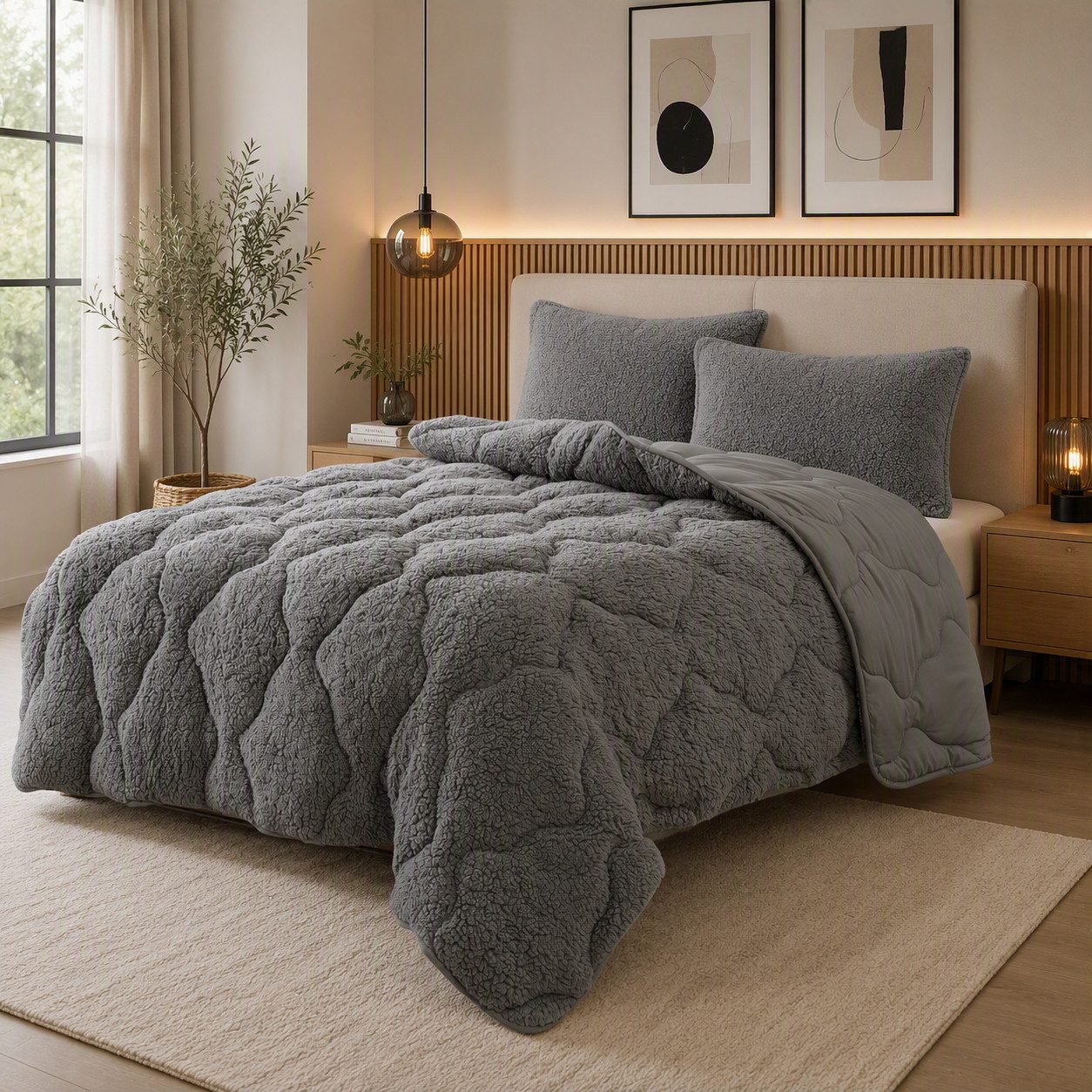OTTO home Microfaserbettdecke Elvia, Teddy Plüsch Bettdecke, Warme Winter Uni Bettdecke
