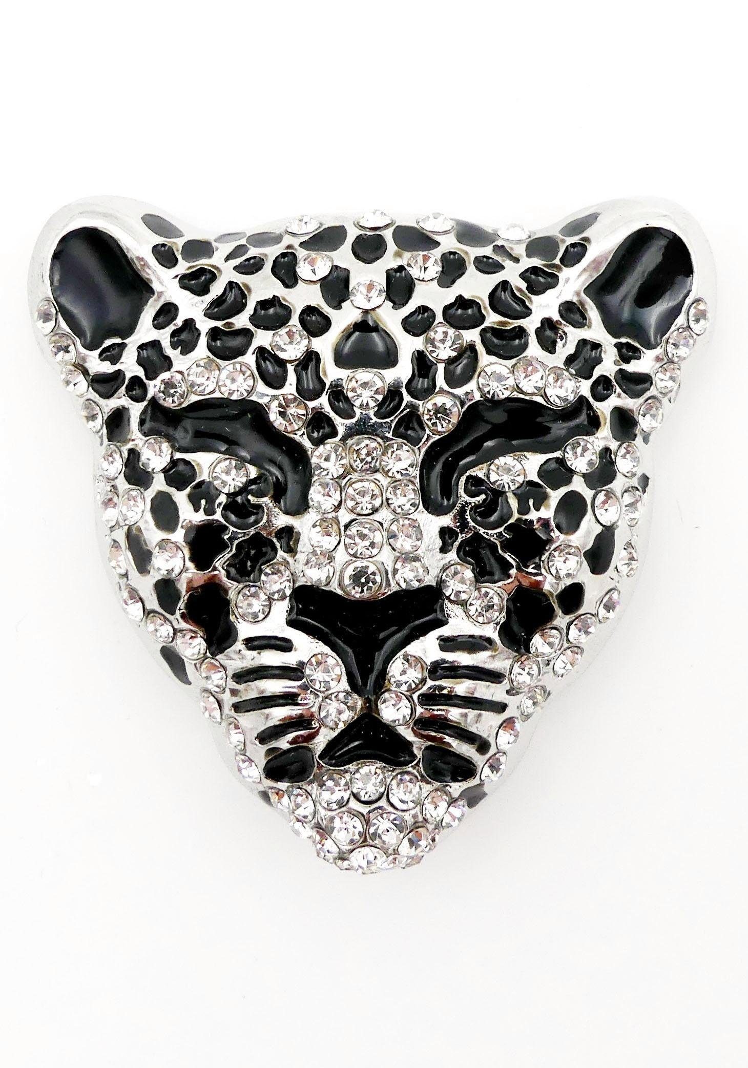 Firetti Brosche Schmuck Geschenk Ansteckschmuck Leopard, mit Strasssteinen