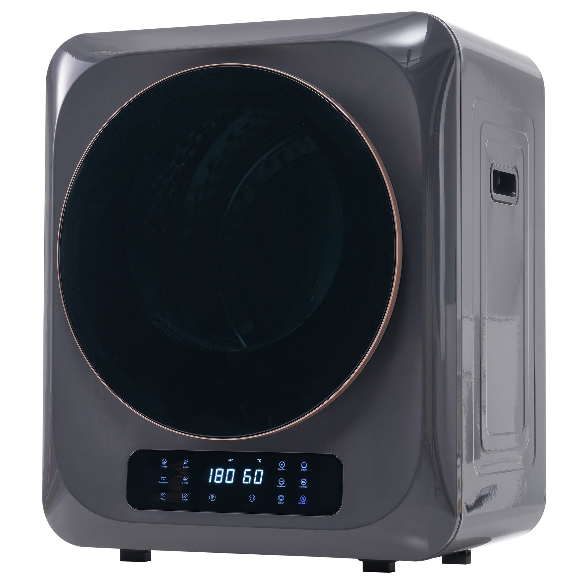 REDOM Ablufttrockner Mini-Wäschetrockner freistehend/hängend Mit UV-Sterilisation und LED-Display, 2.5 kg, Belüfteter Wäschetrockner mit Timer und 6 Programme Grau