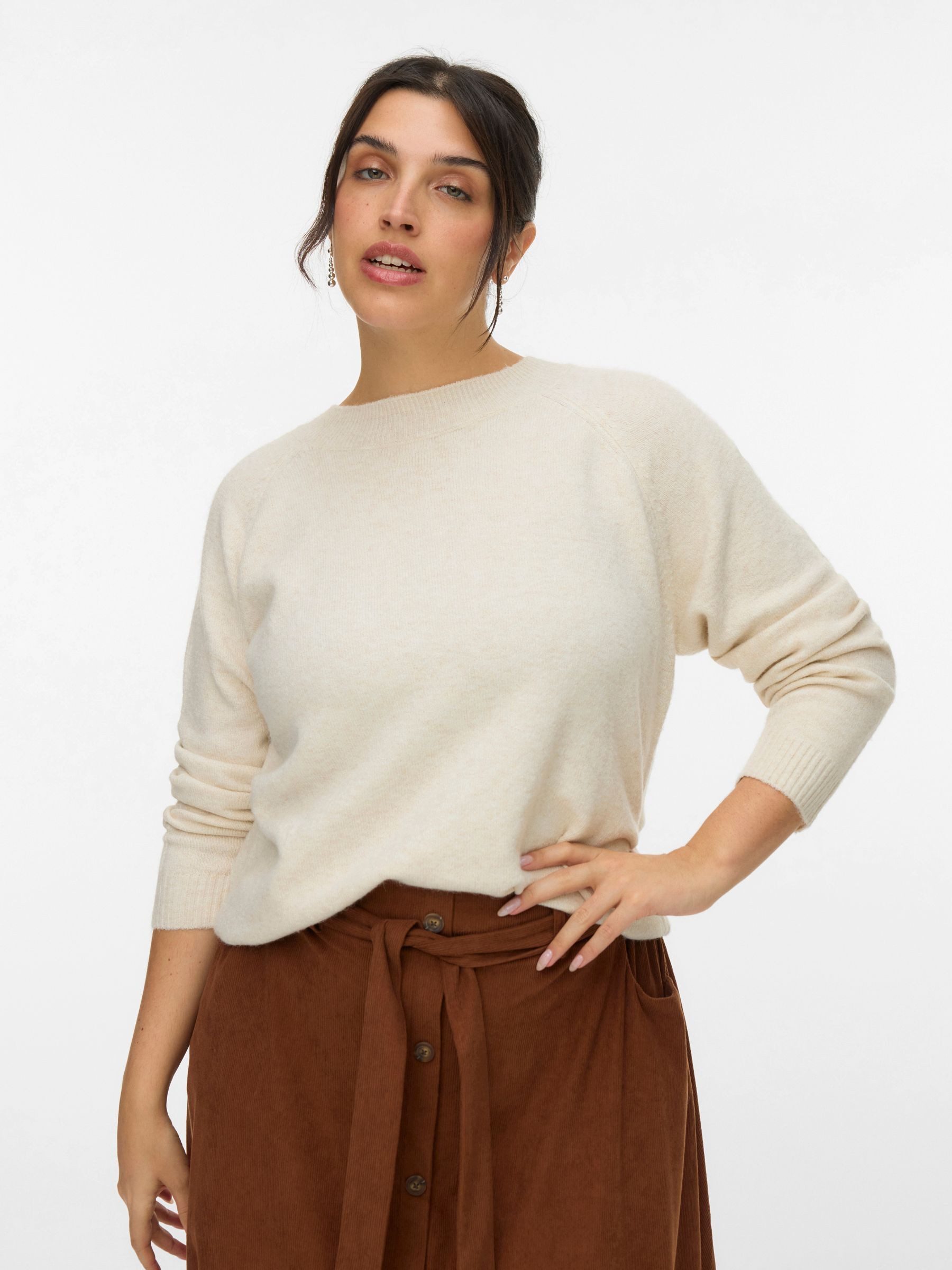 Vero Moda Curve Rundhalspullover VMCDOFFY LS O-NECK BLOUSE GA NOOS CUR