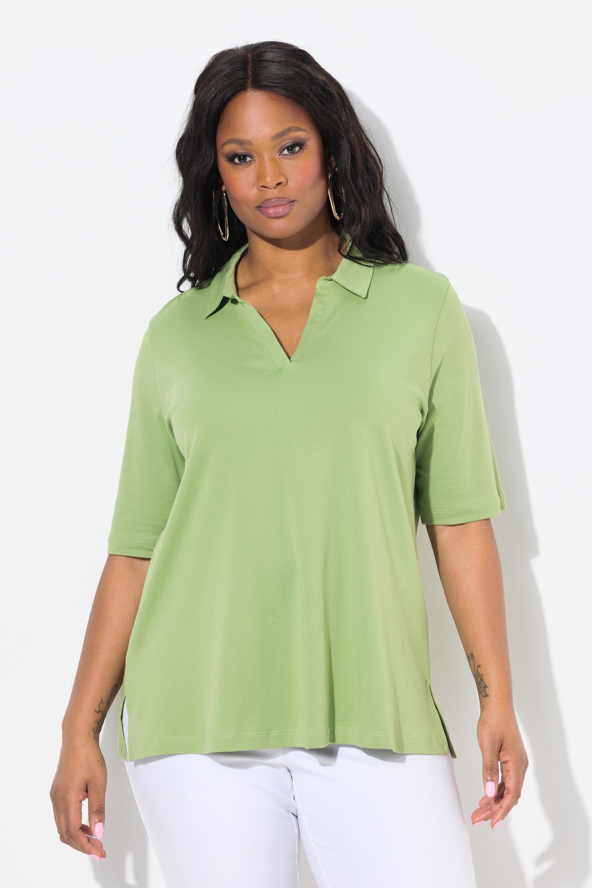 Ulla Popken Poloshirt Poloshirt A-Linie Halbarm günstig online kaufen