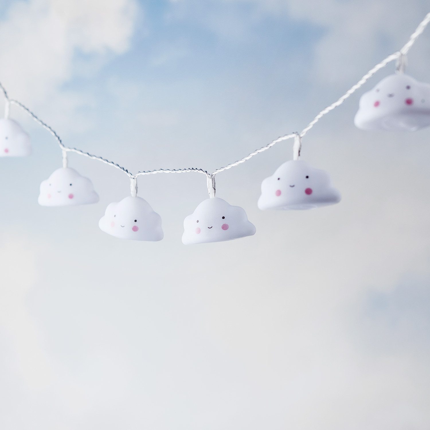 Lights4fun LED-Lichterkette 10er Wolken Lichterkette Kinderzimmer