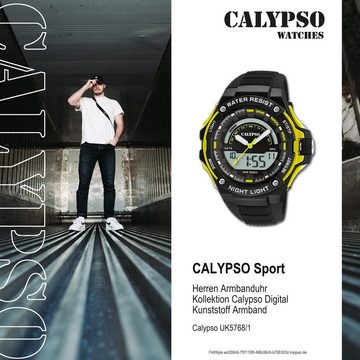 CALYPSO WATCHES Digitaluhr Calypso Herren Uhr K5768/1 Kunststoffband, Herren Armbanduhr rund, Kunststoff, PUarmband Schwarz, Sport