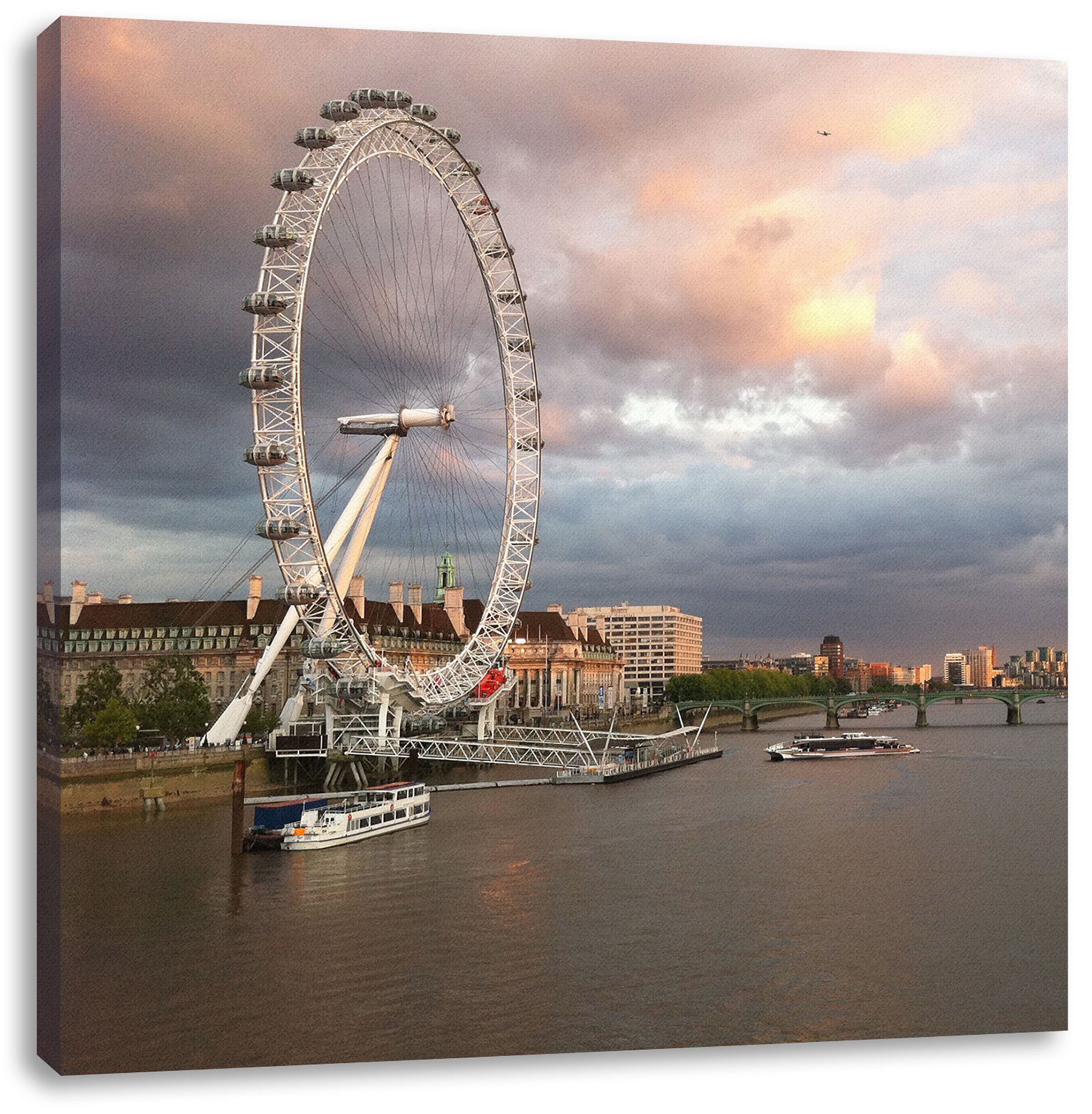 Pixxprint Leinwandbild Riesenrad London Eye, Riesenrad London Eye (1 St), Leinwandbild fertig bespannt, inkl. Zackenaufhänger