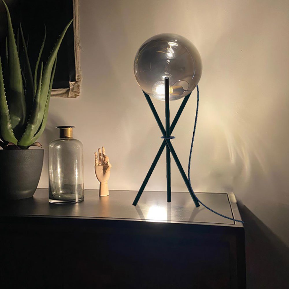 s.luce Tischleuchte Glas-Tischlampe Sphere 20cm Schwarz/Amber