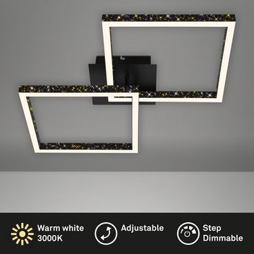 Briloner Leuchten LED Deckenleuchte 3751-015, LED fest verbaut, Warmweiß, Glitzereffekt, Memoryfunktion, schwenkbar, dimmbar, schwarz, 52 cm