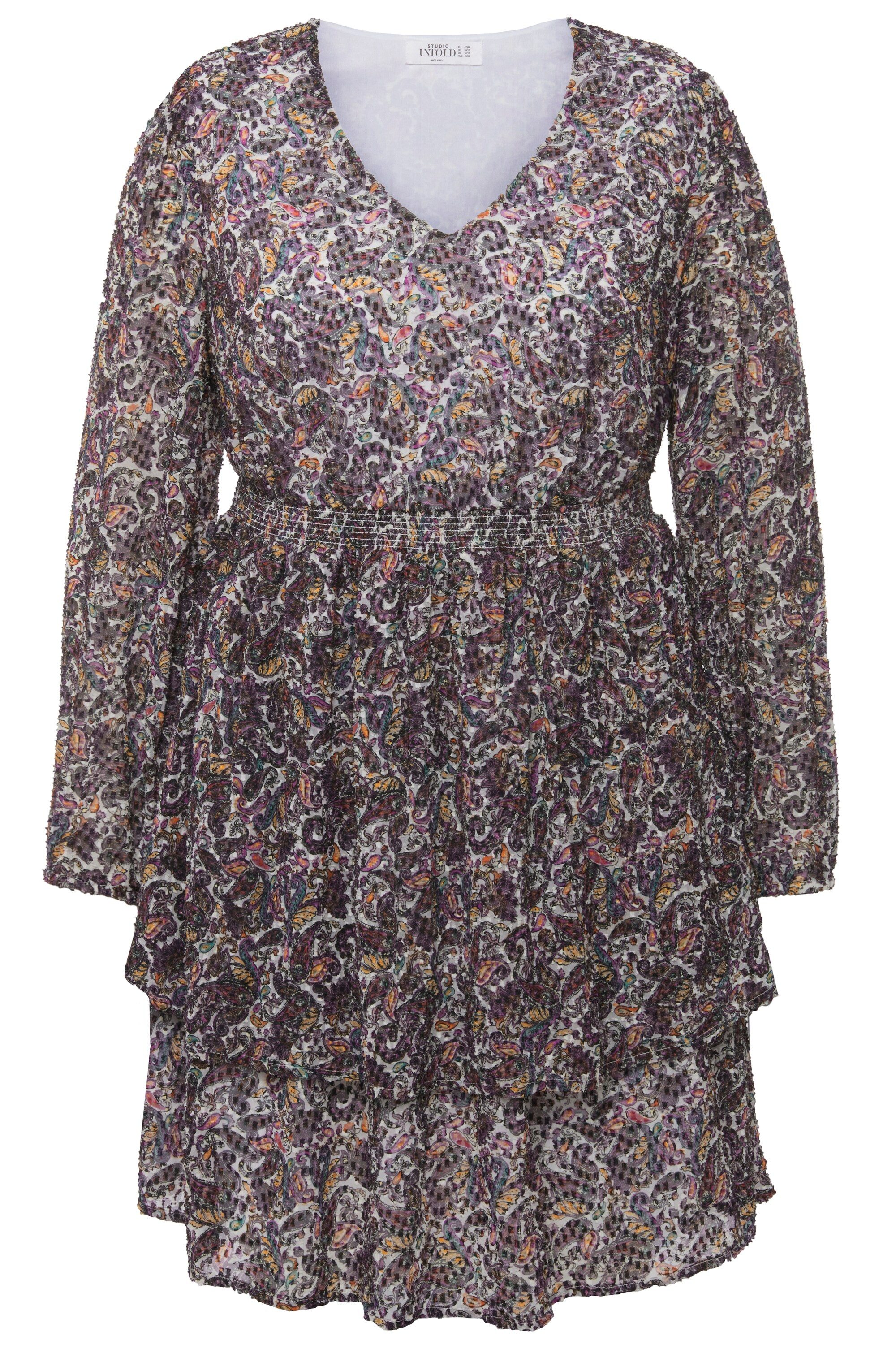 Studio Untold Minikleid Minikleid A-Line Paisley Print Volants Langarm