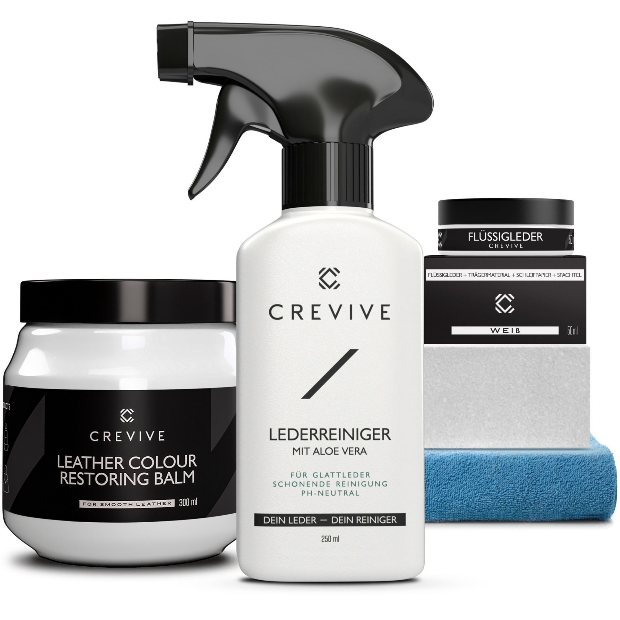 Flüssigleder 50 ml + Lederreiniger 250 ml + Lederbalsam 300 ml; Lederpflegeset