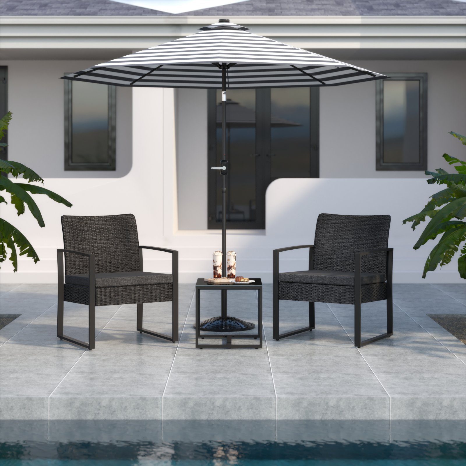 Mondeer Gartenlounge-Set Balkonset(3-tlg), Polypropylen Gartenmöbel, 1 günstig online kaufen