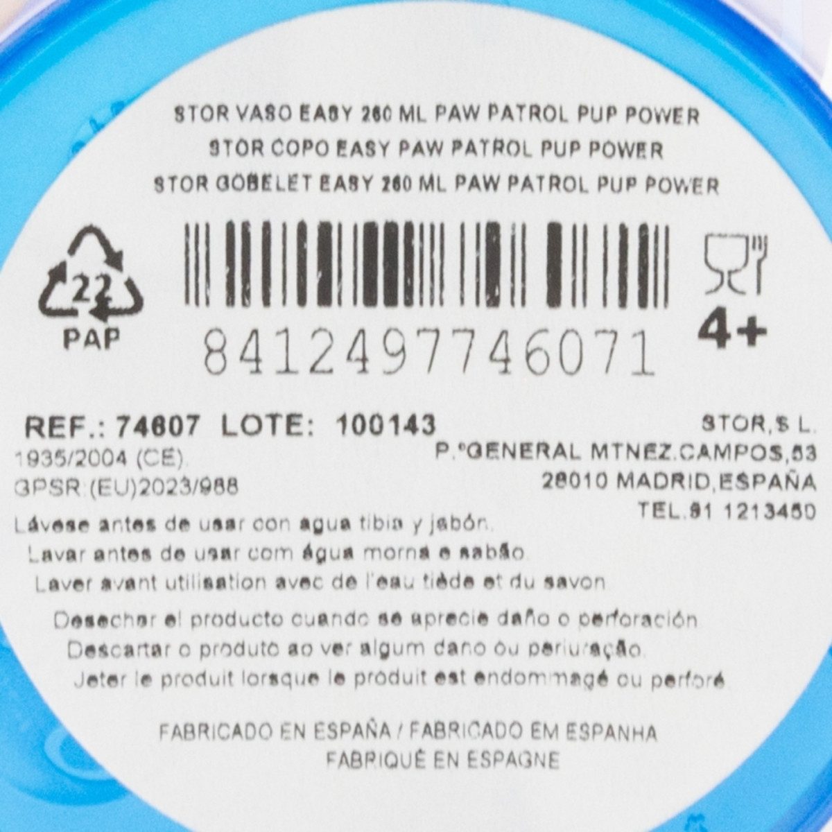 Storline Kinderbecher Paw Patrol 260 ml Trinkbecher für Kita & Frühstück, Plastik