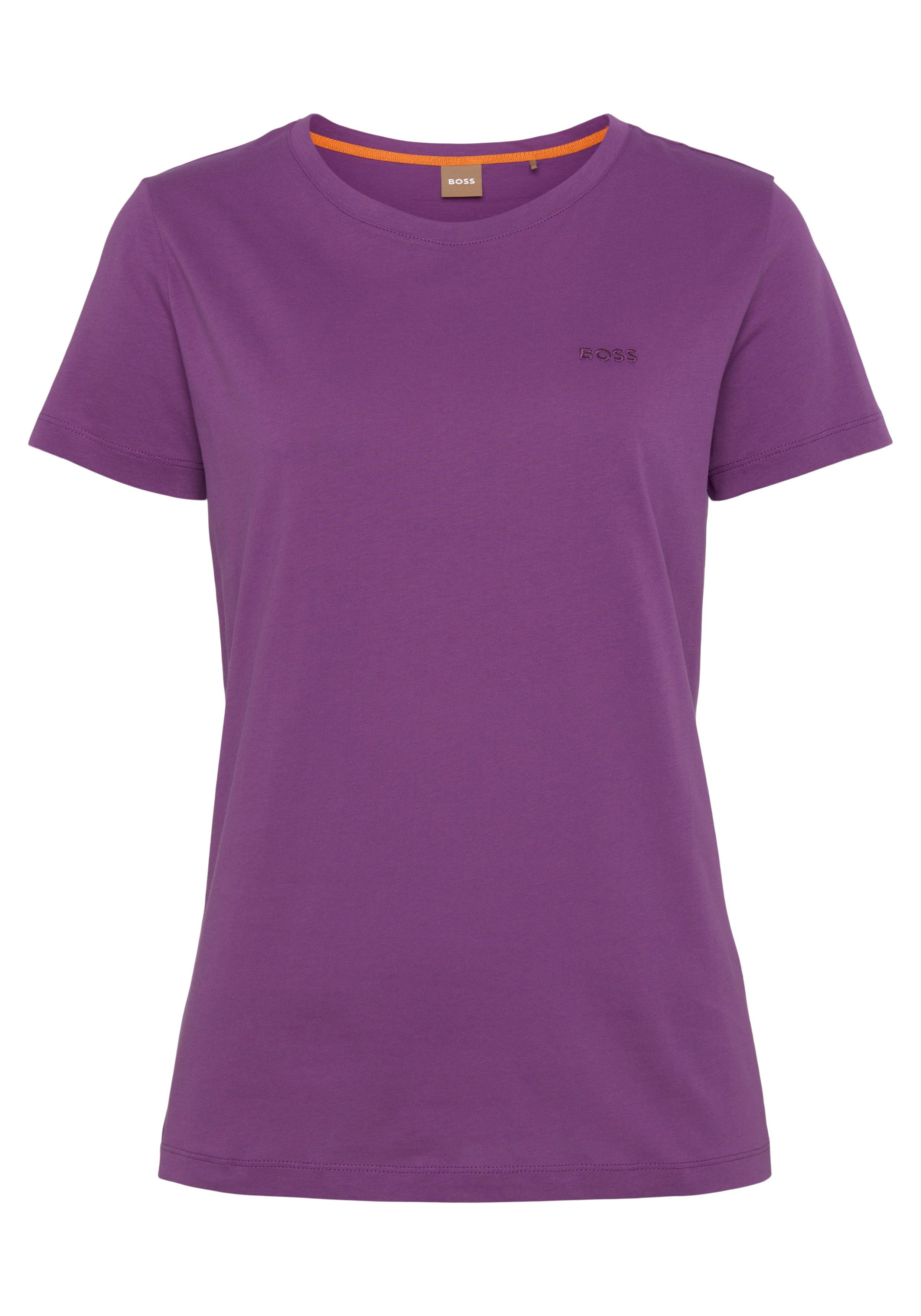 BOSS ORANGE T-Shirt C_Esogo 10228667 01 mit BOSS-Logostickerei Bright Purple