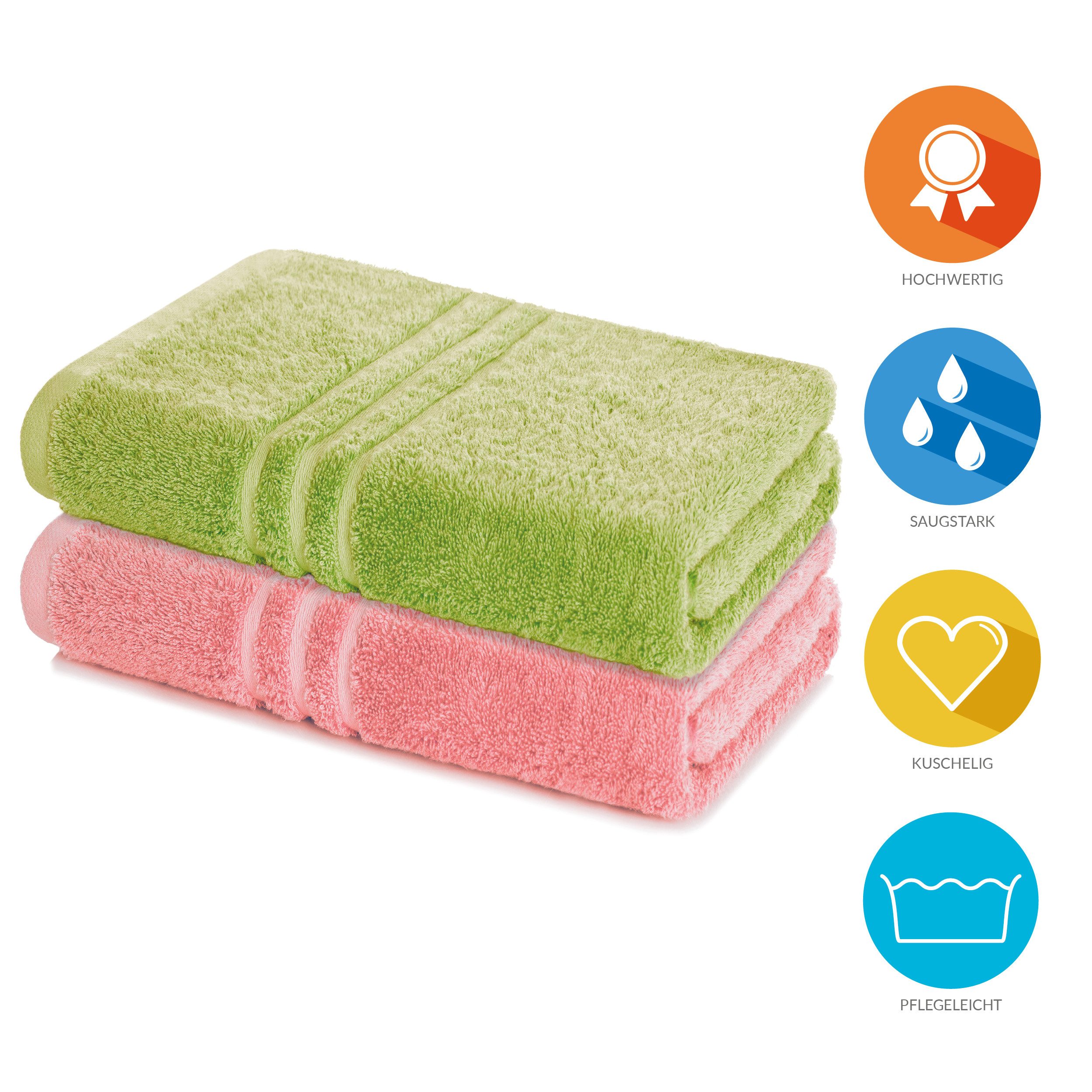 Lavea Badetuch Elena 2er Set Badetücher 100x150 cm, Duschtuch, 500 g/m² Frottier, weich & saugstark, pflegeleicht